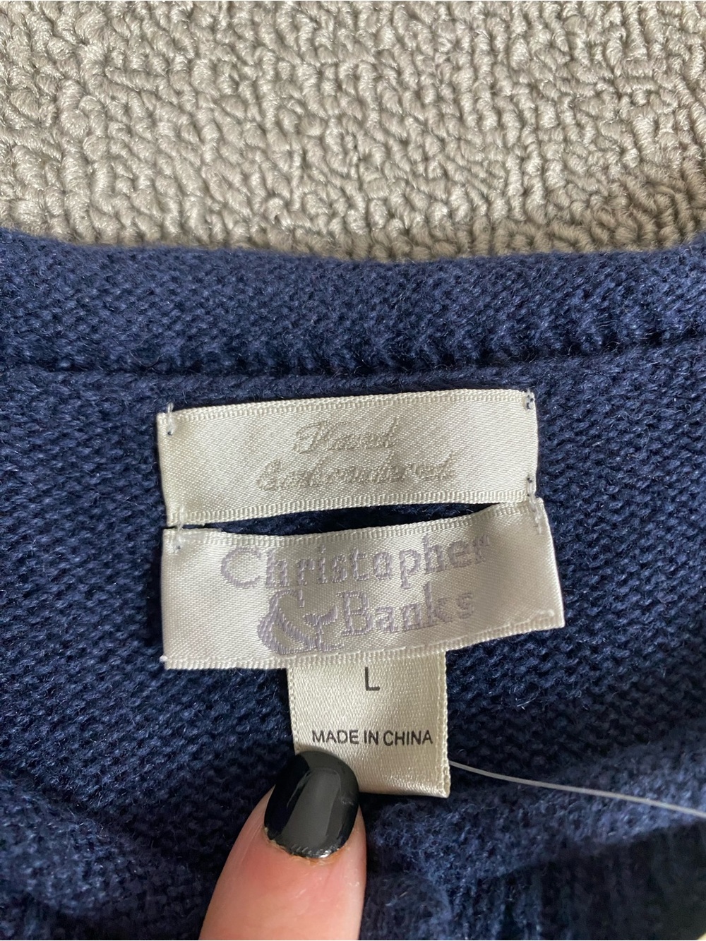 Christopher & Banks Vintage 90’s Navy Half Sleeve Crewneck Cardigan - Picture 5 of 9